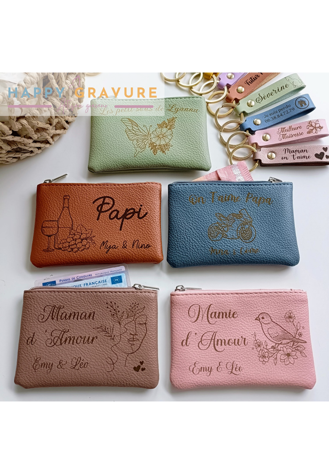 Portes-monnaie personnalisés en cuir