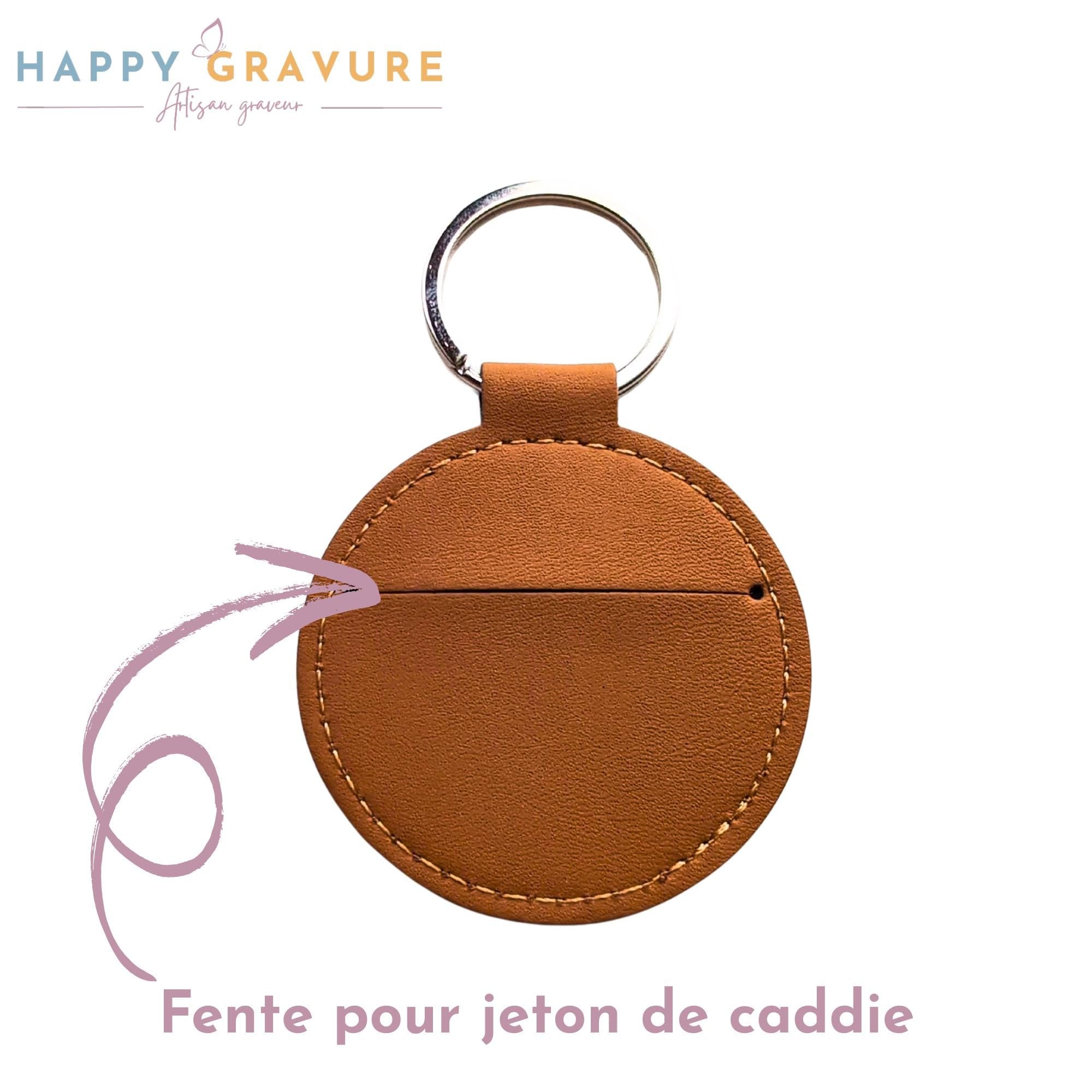 Porte clés en cuir personnalisé - Cadeau anniversaire, fête des mères, grands-mères, pères, grands-pères, maitresse, atsem Happy Gravure®