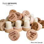 Bouchon de bouteille personnalisé en bois - Mariage, fêtes, Événements Happy Gravure