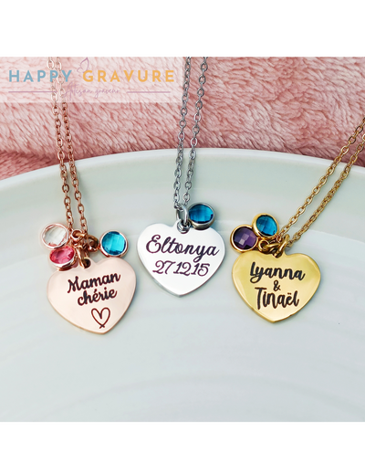Collier coeur Pierre naissance