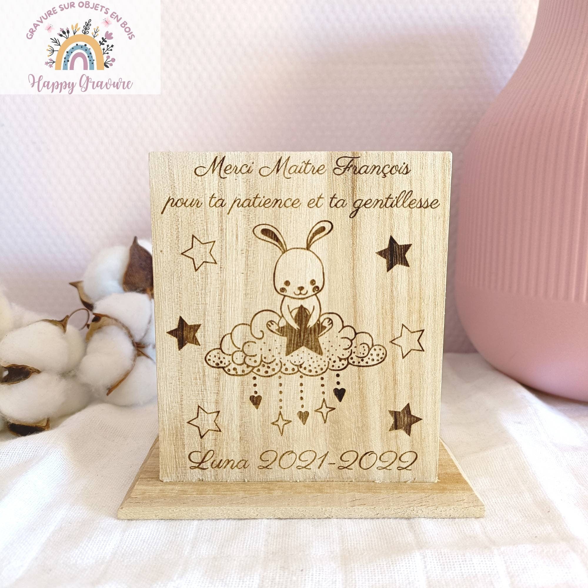 Pot ou porte crayon personnalisé en bois Happy Gravure