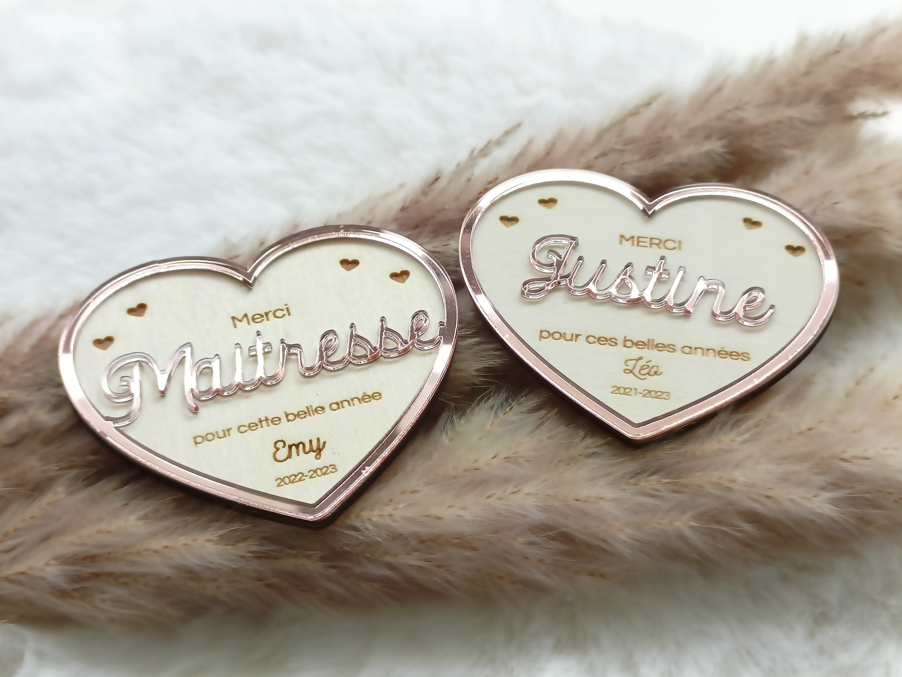 Magnet aimanté Fin d’année personnalisé en bois - cadeau maîtresse, atsem, cadeau nounou, assistante maternelle