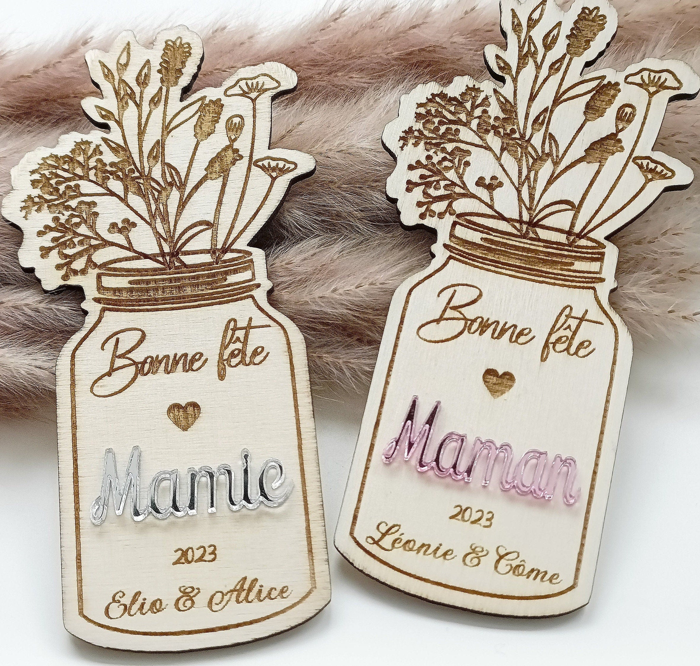 Magnet vase floral Happy Gravure