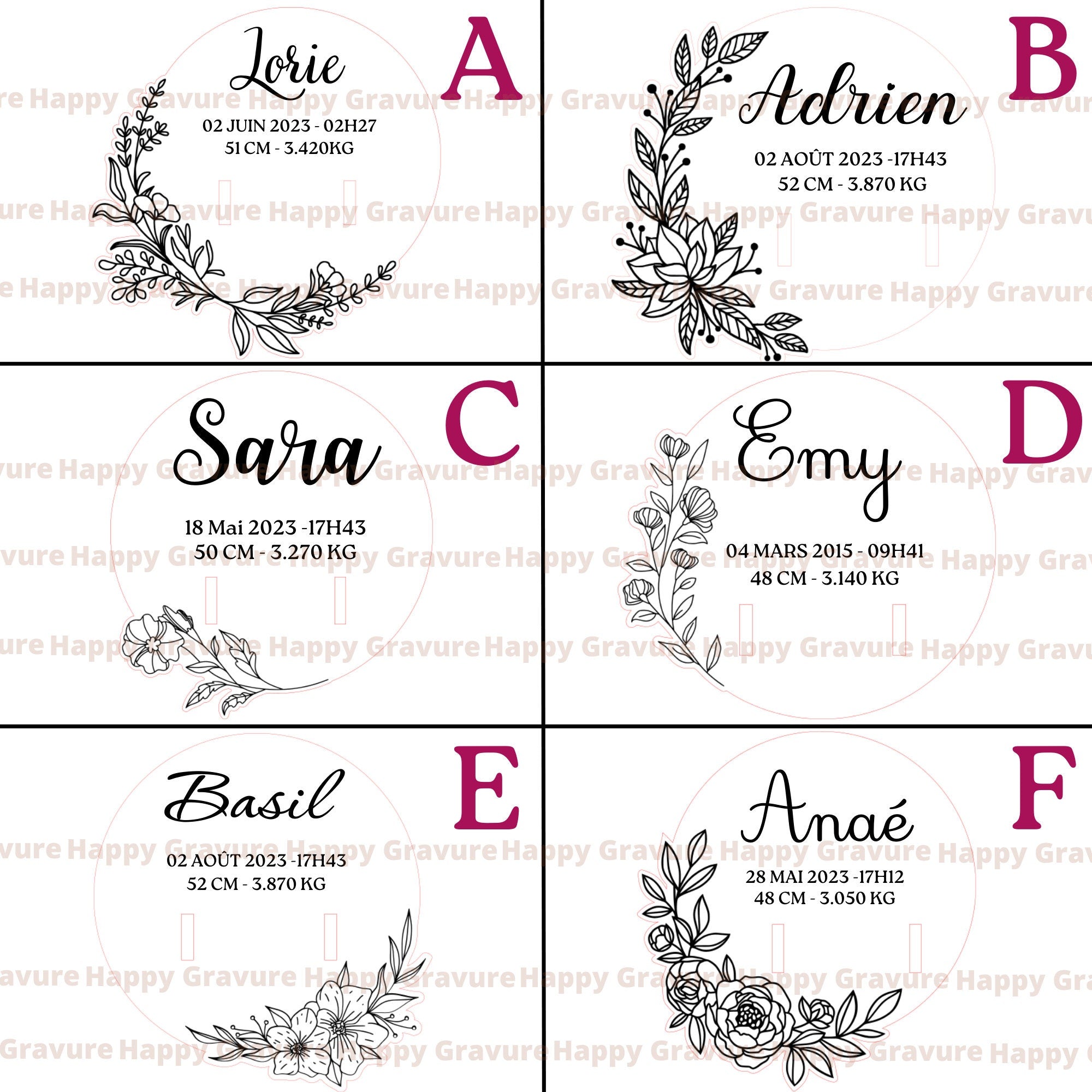 Support porte bracelet Happy Gravure