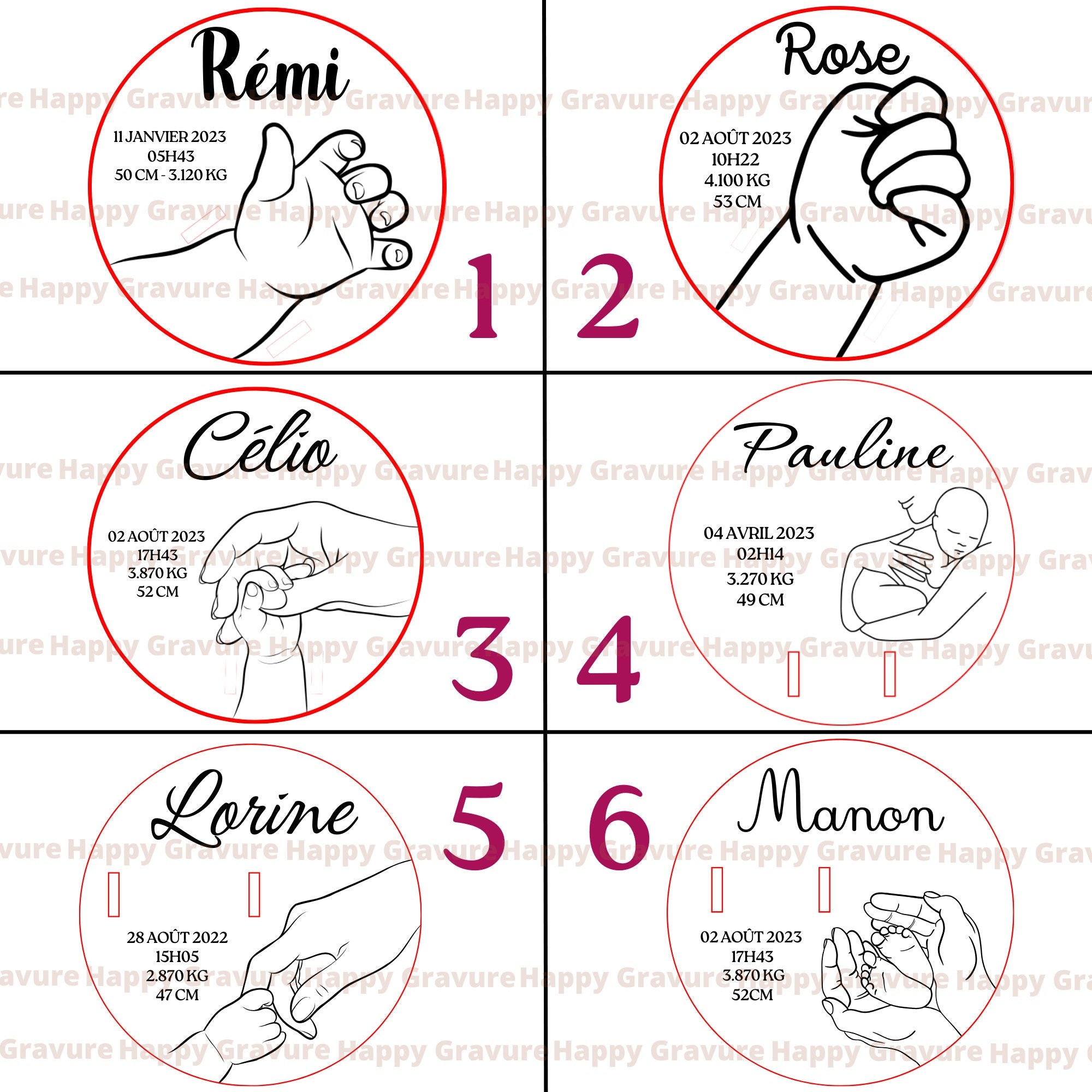 Support porte bracelet Happy Gravure