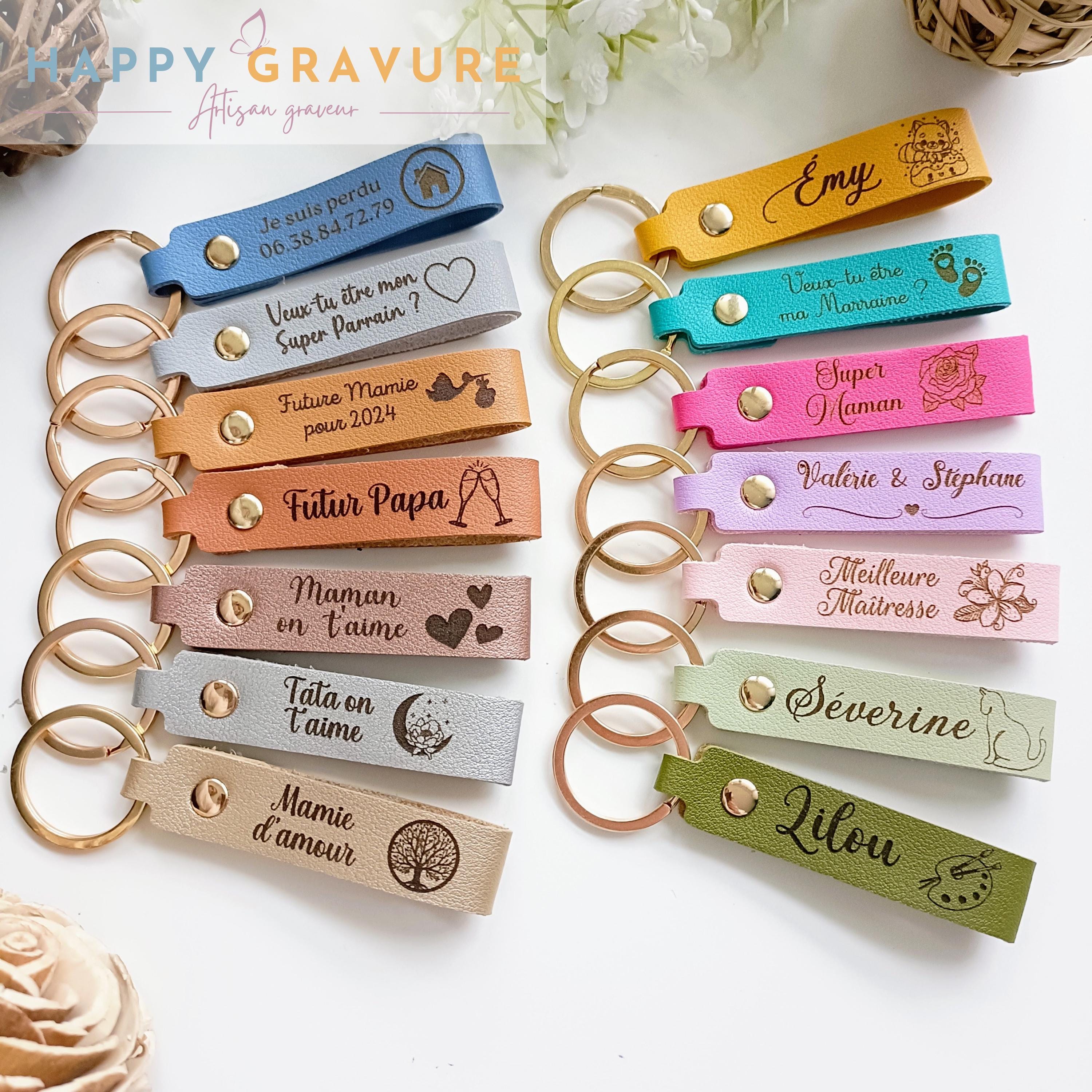 Porte-Clés Cuir Texte et image Personnalisés | Happy Gravure