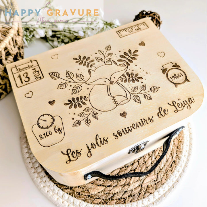 valise naissance personnalisé en bois