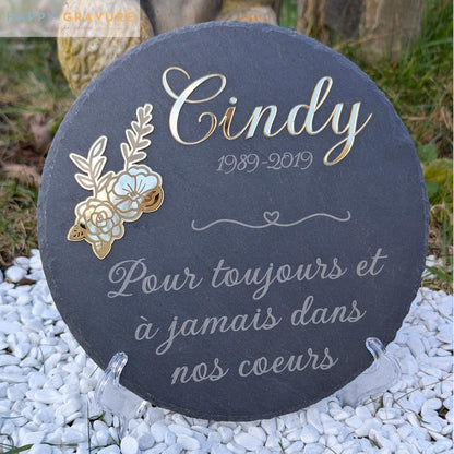 Plaque funéraire personnalisée en ardoise - Deuil, Décès, enterrement Happy Gravure ardoise