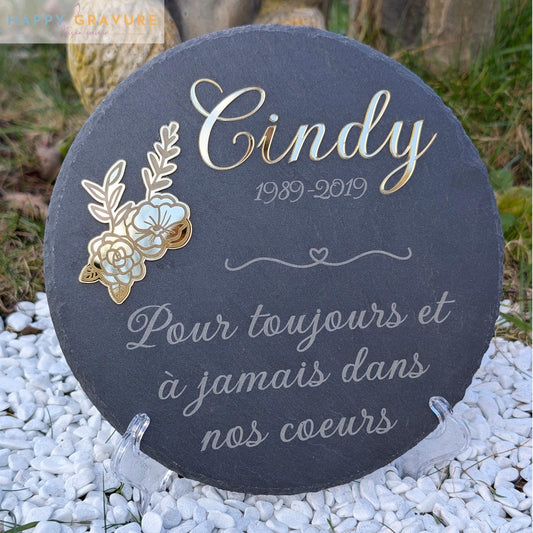 Plaque funéraire personnalisée en ardoise - Deuil, Décès, enterrement Happy Gravure ardoise