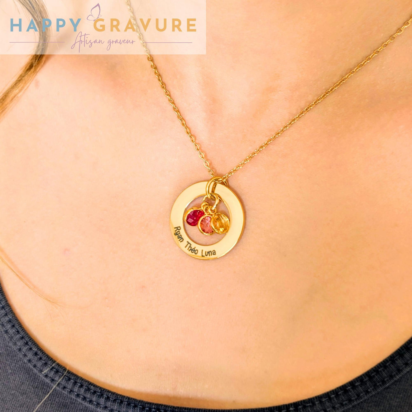 Collier cercle Pierre de naissance