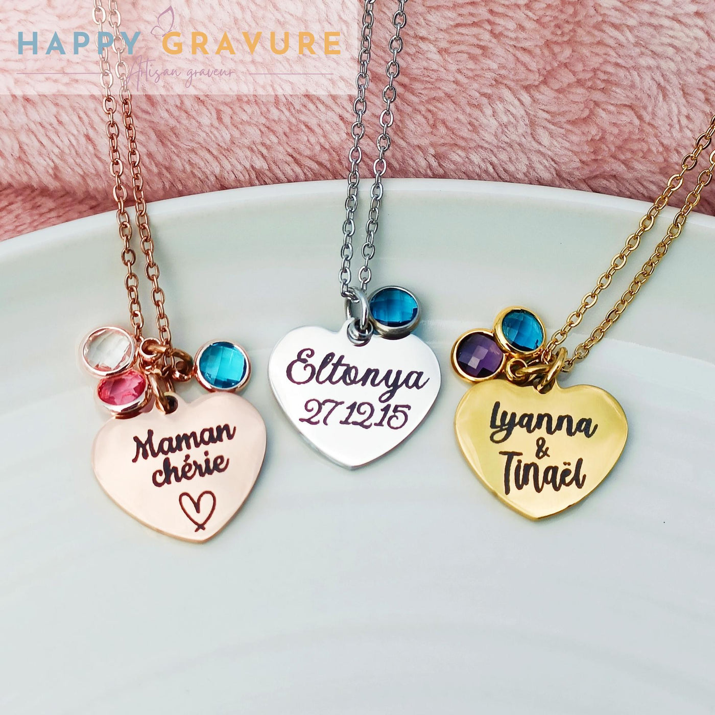 Collier coeur Pierre naissance