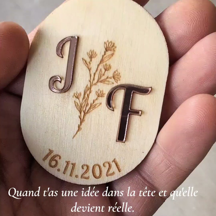 Magnet personnalisé en bois | Cadeau idéal Saint-Valentin, Save the Date, Evenement, Fête, Anniversaire