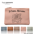 Porte-monnaie en Cuir Personnalisé Rose pâle - Gravure en Haut | Happy Gravure