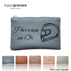 Porte-monnaie en Cuir Personnalisé Bleu - Gravure à Droite | Happy Gravure Happy Gravure®