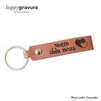 Porte-Clés Cuir Camel Texte et image Personnalisés | Happy Gravure Happy Gravure