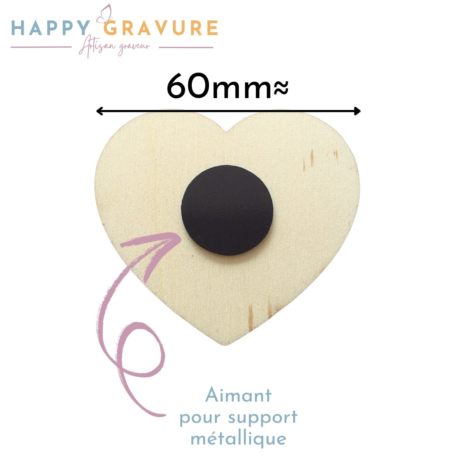 Magnet aimanté "Aujourd'hui on s'aime comme au 1er jour" personnalisé en bois - anniversaire de mariage, cadeau souvenir, Noël Happy Gravure®