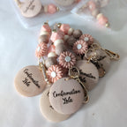 Porte-clés personnalisé avec médaillon en bois - fête des mères, grands-mères, maîtresse, nounou, atsem Happy Gravure