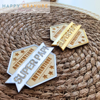 Magnet hexagonale aimanté personnalisé en bois - anniversaire - fête des pères / grands-pères, cadeau papi, papa Happy Gravure