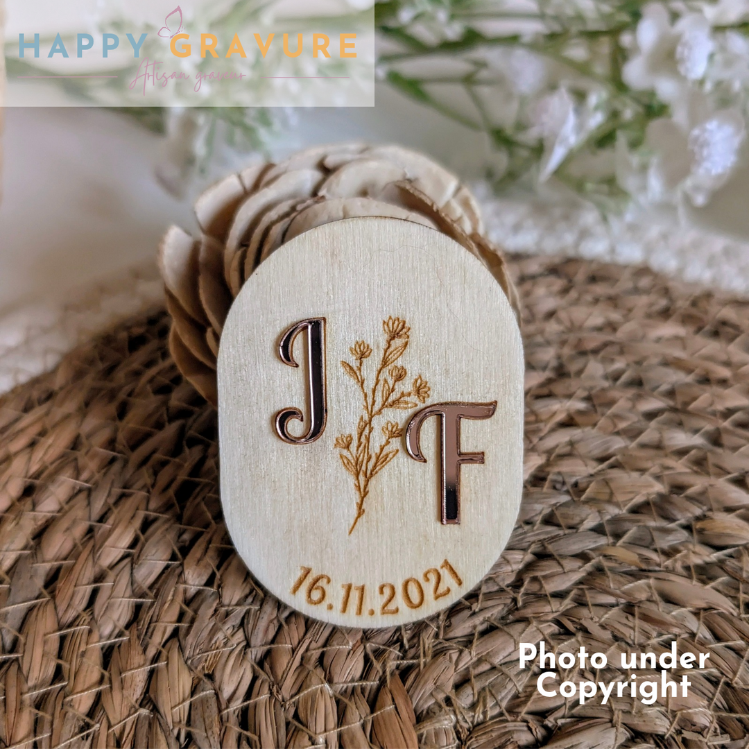 Magnet personnalisé en bois | Cadeau idéal Saint-Valentin, Save the Date, Evenement, Fête, Anniversaire