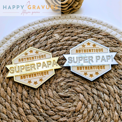 Magnet hexagonale aimanté personnalisé en bois - anniversaire - fête des pères / grands-pères, cadeau papi, papa