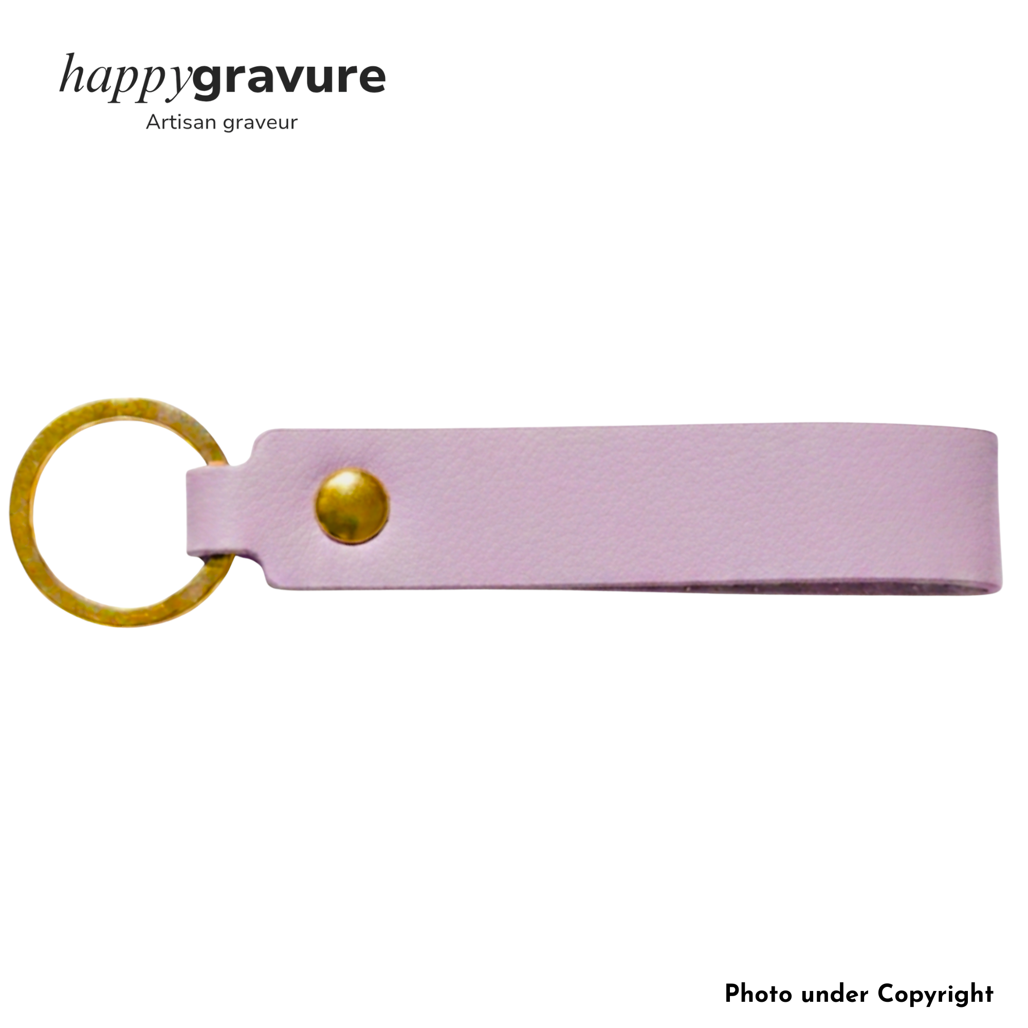 Porte-Clés Cuir Texte et image Personnalisés | Happy Gravure Violet