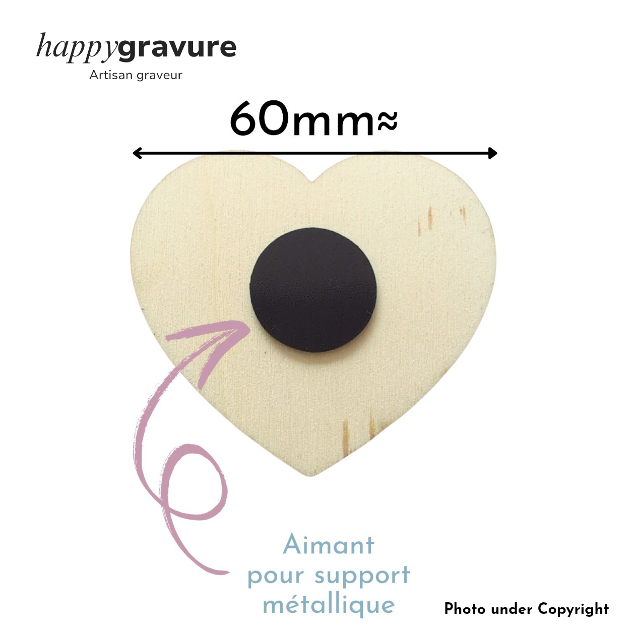 Magnet en bois "On t'aime mamie d'amour" | Happy Gravure