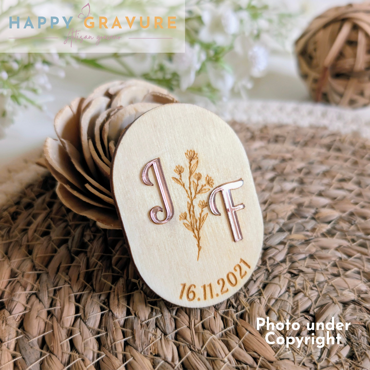 Magnet personnalisé en bois | Cadeau idéal Saint-Valentin, Save the Date, Evenement, Fête, Anniversaire