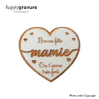 Magnet en bois "Bonne fête mamie on t'aime très fort" | Happy Gravure Happy Gravure®