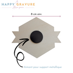 Magnet hexagonale aimanté personnalisé en bois - anniversaire - fête des pères / grands-pères, cadeau papi, papa Happy Gravure