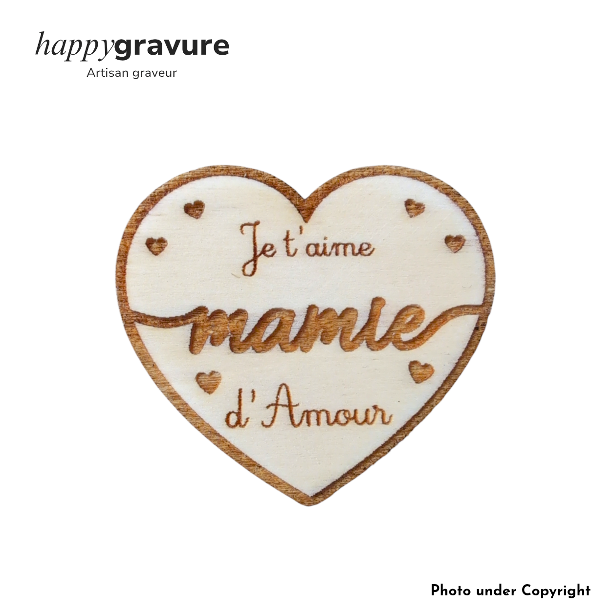 Magnet en bois "Je t'aime Mamie d'Amour"| Happy Gravure