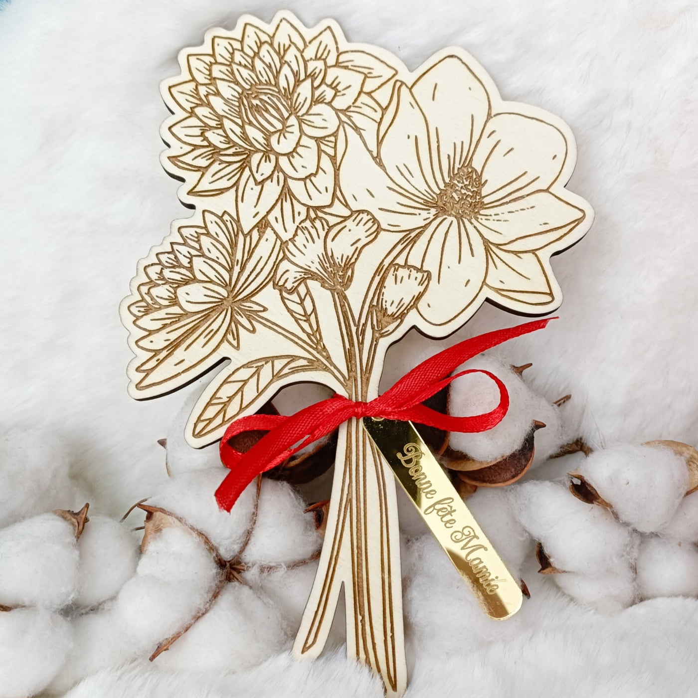 Personalisierter Blumenstrauß aus Holz - Valentinstag - Muttertag, Großmuttertag - Herrin - Blumenstrauß 5