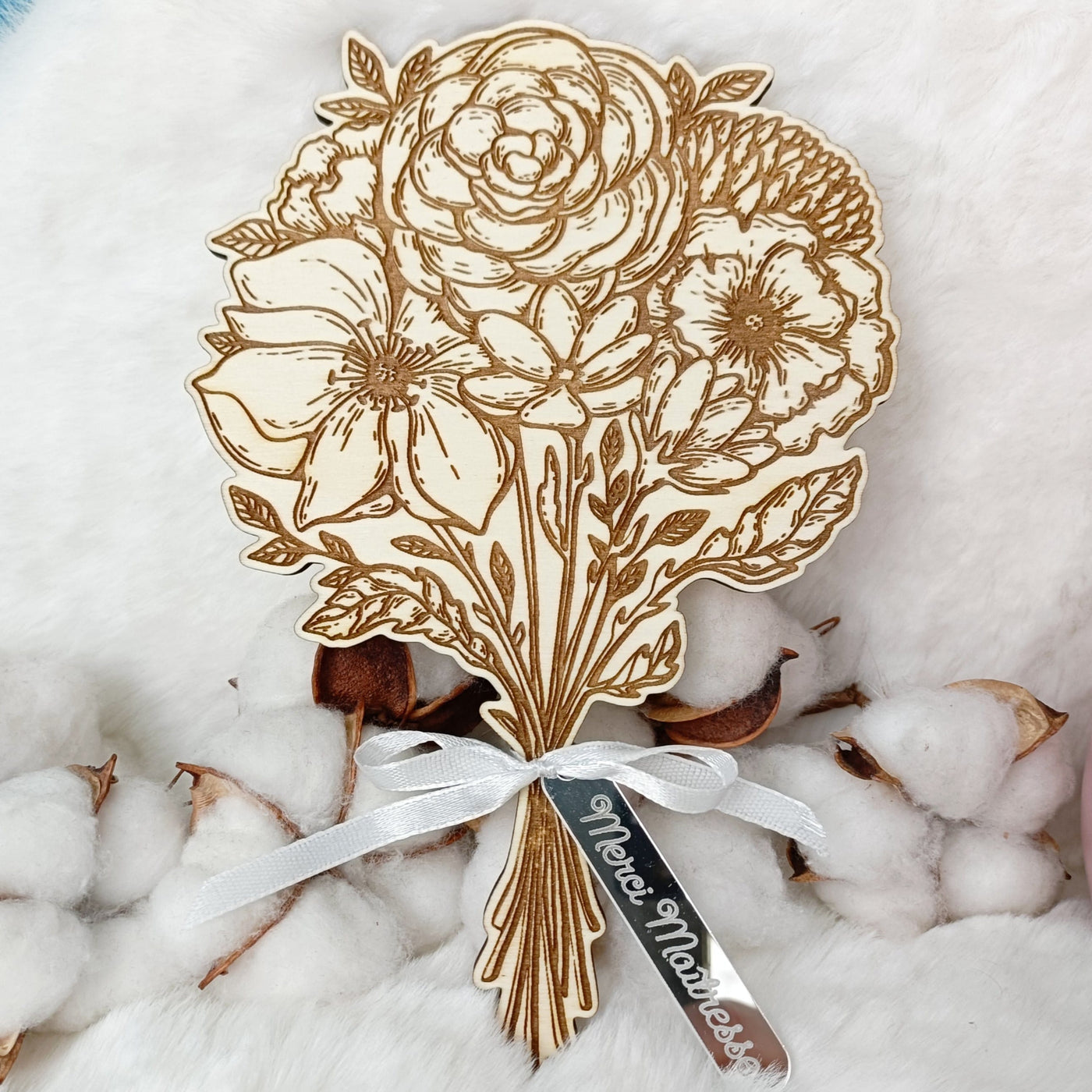 Personalisierter Blumenstrauß aus Holz - Valentinstag - Muttertag, Großmuttertag - Herrin - Blumenstrauß 2