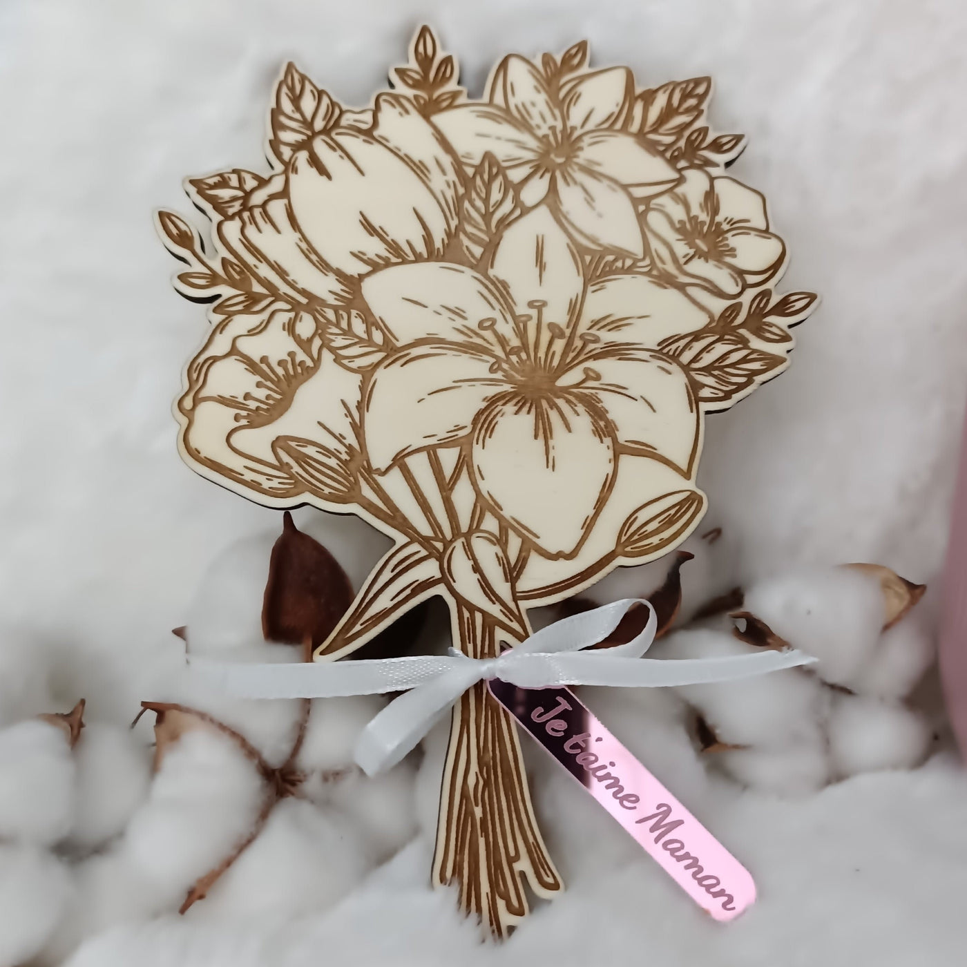 Personalisierter Blumenstrauß aus Holz - Valentinstag - Muttertag, Großmuttertag - Herrin - Blumenstrauß 3