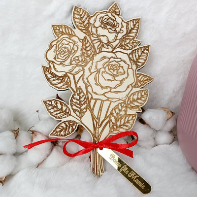 Personalisierter Blumenstrauß aus Holz - Valentinstag - Muttertag, Großmuttertag - Herrin - Blumenstrauß 1
